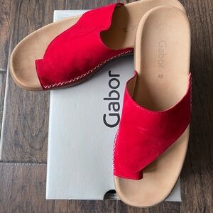 Gabor scarlet suede slides